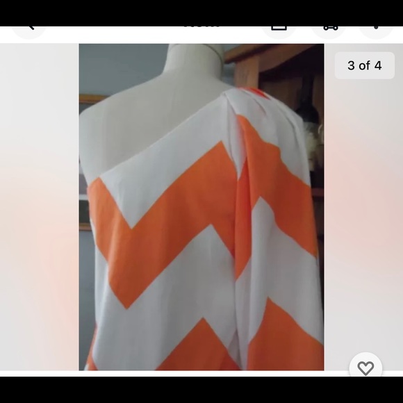 Coral Wide Chevron One Shoulder Small Dress - Picture 3 of 5